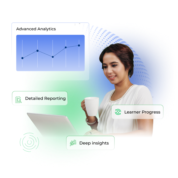 Advanced analytics dashboard with learning data
